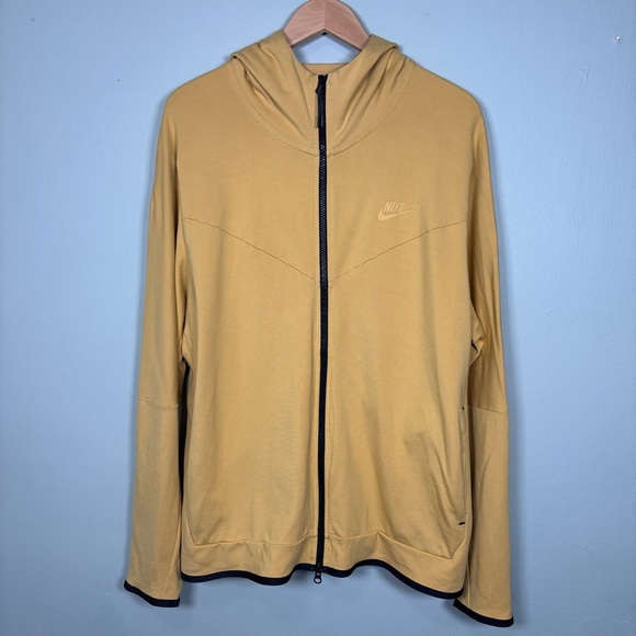 Nike Tech Full-Zip Lightweight Hooded Knit Jacket-Golden Yellow-Men XL - Picture 3 of 7
